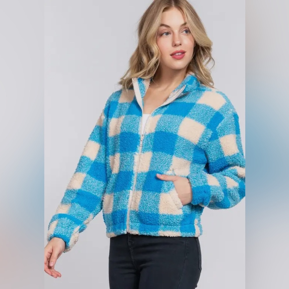 Active USA Blue and Cream Teddy Jacket